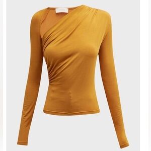 Lapointe Jersey Ruched Mustard Yellow Long Sleeve top